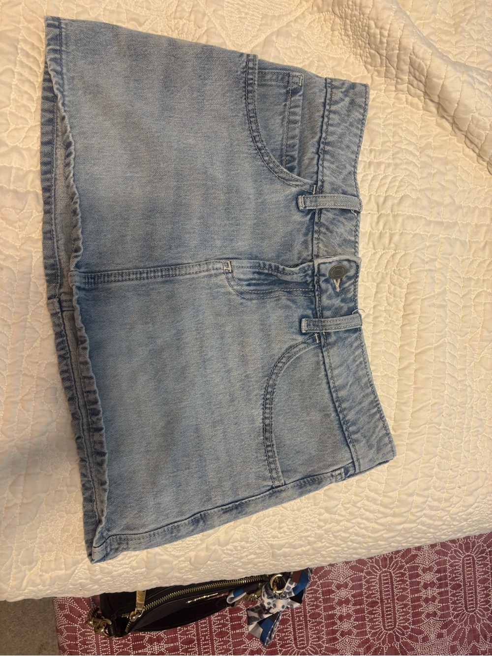 Hollister Light Blue High-Rise Denim Mini Skirt